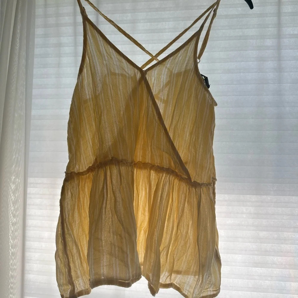 Yellow and white American Eagle top